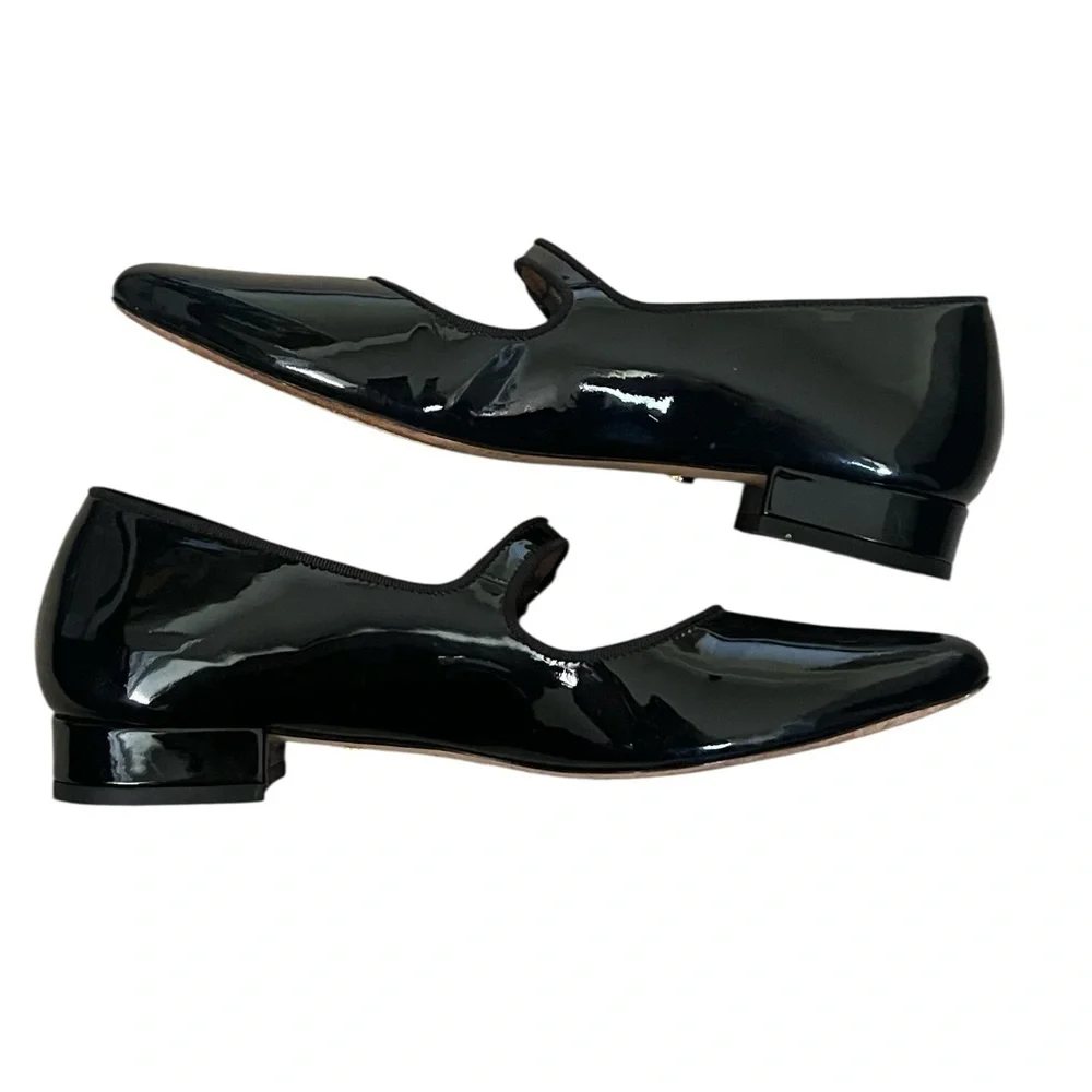 AlexaChung Black Patent Pointed Toe Mary Jane Heeled Flats EU 37